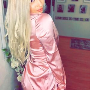 Satin pink fashion nova dress Small